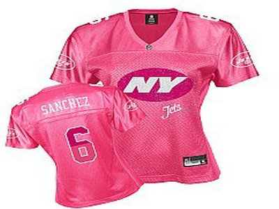 Jets #6 Mark Sanchez Pink 2011 Women's Fem Fan Stitched NFL Jersey - Click Image to Close
